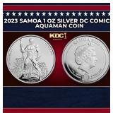 2023 Samoa 1 oz Silver DC Comics Aquaman Coin Roun
