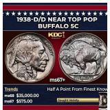 1938-d/d Buffalo Nickel Near Top Pop 5c ms67+ SEGS