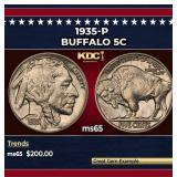 1935-p Buffalo Nickel 5c Grades ms65