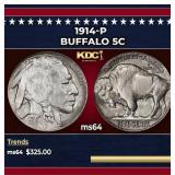 1914-p Buffalo Nickel 5c Grades ms64