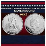 2023 Samoa $5 Aquaman DC Comics Coin - 1 oz Silver