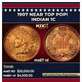 1907 Indian Cent Near Top Pop! 1c ms67 rd SEGS