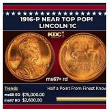 1916-p Lincoln Cent Near Top Pop! 1c ms67+ rd SEGS