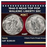 1946-d Walking Liberty Half Dollar Near Top Pop 50