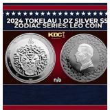 2024 Tokelau 1 oz Silver $5 Zodiac Series: Leo Coi