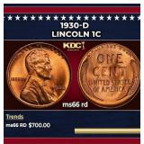 1930-d Lincoln Cent 1c Grades ms66 rd
