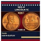 1913-p Lincoln Cent 1c ms66 rd SEGS