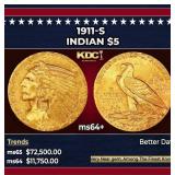 1908-p Gold Indian Half Eagle Near Top Pop! $5 ms6