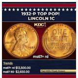 1932-p Lincoln Cent TOP POP! 1c ms67+ rd SEGS