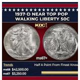 1937-d Walking Liberty Half Dollar Near Top Pop 50