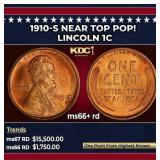 1910-s Lincoln Cent Near Top Pop! 1c ms66+ rd SEGS