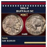 1915-p Buffalo Nickel 5c ms66 SEGS