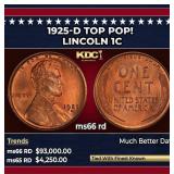 1925-d Lincoln Cent TOP POP! 1c ms66 rd SEGS