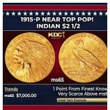 1908-p Gold Indian Quarter Eagle Near Top Pop! $2