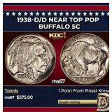 1938-d/d Buffalo Nickel Near Top Pop 5c ms67 SEGS