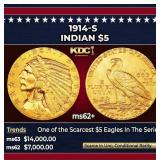1909-s Gold Indian Half Eagle $5 ms64 USCG
