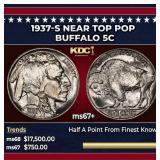 1937-s Buffalo Nickel Near Top Pop 5c ms67+ SEGS