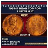 1939-p Lincoln Cent Near Top Pop 1c ms67+ rd SEGS