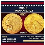 1911-p Gold Indian Quarter Eagle Near Top Pop! $2