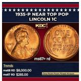 1935-p Lincoln Cent Near Top Pop 1c ms67+ rd SEGS