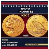 1915-p Gold Indian Half Eagle Near Top Pop! $5 ms6