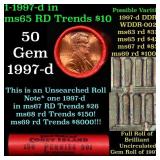 BU Shotgun Lincoln 1c roll, 1997-d 50 pcs Bank Wra