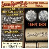 20 Unc Morgan Silver SEARS Dollar Roll 1884&S Ends