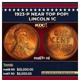 1923-p Lincoln Cent Near Top Pop! 1c ms67+ rd SEGS