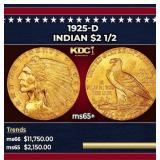 1928-p Gold Indian Quarter Eagle TOP POP! $2 1/2 m