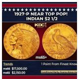 1914-d Gold Indian Quarter Eagle $2 1/2 ms64+ SEGS