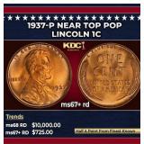 1937-p Lincoln Cent Near Top Pop 1c ms67+ rd SEGS