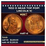 1932-d Lincoln Cent Near Top Pop! 1c ms67 rd SEGS