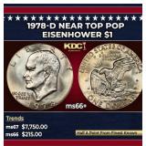 1978-d Eisenhower Dollar Near Top Pop $1 ms66+ SEG