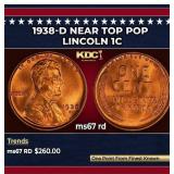 1938-d Lincoln Cent Near Top Pop 1c ms67 rd SEGS