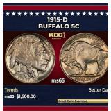 1915-d Buffalo Nickel 5c ms65 SEGS