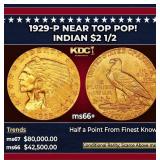 1912-p Gold Indian Quarter Eagle $2 1/2 ms65 SEGS