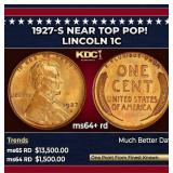 1927-s Lincoln Cent Near Top Pop! 1c ms64+ rd SEGS