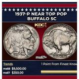 1937-p Buffalo Nickel Near Top Pop 5c ms67+ SEGS