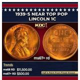 1939-s Lincoln Cent Near Top Pop 1c ms67+ rd SEGS