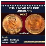 1936-p Lincoln Cent Near Top Pop 1c ms67+ rd SEGS
