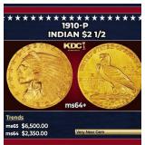 1912-p Gold Indian Quarter Eagle TOP POP! $2 1/2 m