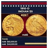 1909-p Gold Indian Half Eagle $5 ms64+ USCG