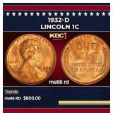 1932-d Lincoln Cent 1c Grades ms66 rd