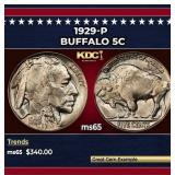 1929-p Buffalo Nickel 5c Grades ms65