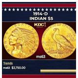 1915-s Gold Indian Half Eagle $5 ms62 USCG