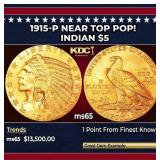 1910-p Gold Indian Half Eagle $5 ms64+ USCG