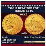1910-p Gold Indian Quarter Eagle TOP POP! $2 1/2 m