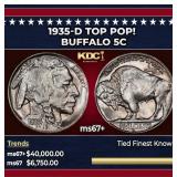 1935-d Buffalo Nickel TOP POP! 5c ms67+ SEGS