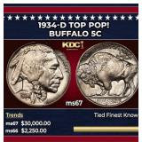 1934-d Buffalo Nickel TOP POP! 5c ms67 SEGS