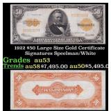 1922 $50 Large Size Gold Certificate Grades Select